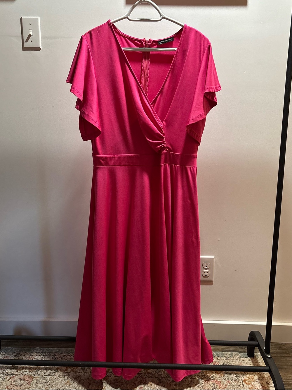 Women's Fuchsia Wrap Midi Dress